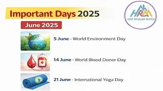 Important Days 2025 | Important Days of JUNE 2025 | Yearly Current Affairs 2025| @HRMEDUCATION