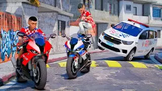 GTA V: MODS - TIVE QUE DAR UMA FUGA INSANA NO PIÃO NO MORRO COM MEU AMIGO