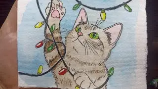 Рисунок акварелью / Котик