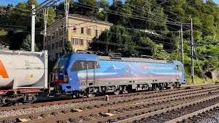 #346# TRENI MERCI - Incrocio tra un lungo intermodale SBBCI e un Tilo a Bellinzona!