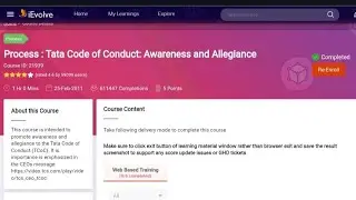 21939 | Process : Tata Code of Conduct : Awareness and Allegiance answers #iEvolve #TCS #tcs #21939