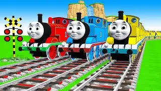 【踏切アニメ】あぶない電車 5 TRAIN Thomas Climping Pynamid | Railroad Crossing Animation #train