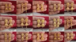 latest light weight gold Jhumki earrings designs 2024 with weight & price || new Jhumki earrings