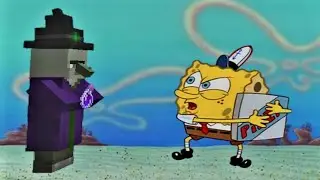 Minecraft Witch Trying To Get A Pizza From Spongebob