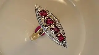 Edwardian Recreation 4-Stone Pink Red Jedi Spinels Diamond Novette Ring by AVEA