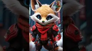 cute baby Fennec Fox cyber robot funny