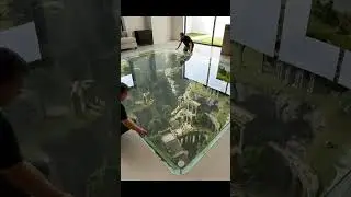 epoxy floor that displays ancient ruins, starting from a completely intact ceramic floor.