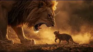Cat vs  Lion Protecting the Kitten 🦁🐱