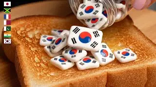 Ultra Macro ASMR👀✨ | Mini Flags Spread On Toast Creating Flags Satisfying😌 AI ASMR 🤍| A2M Thoughts✔️