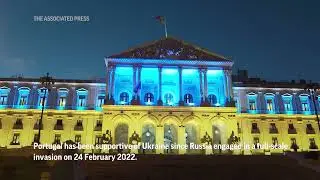 Landmarks lit on eve of Ukraine war anniversary