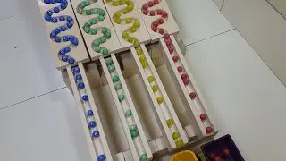 Marble Run Race ASMR * Quadila Wooden Slope Rainbow Balls Quad Dump Truck | Marble ASMR Healing