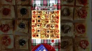 50 CANAP&Eacute;S de hojaldre en 5 min (tomate cherry, alcachofa, aceituna negra, cebolla roja y champi&ntilde;on)