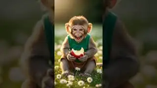 Super Cute Baby Monkey Eating Apple 🍎 | Heart Watch This Adorable Moment #cute #babyanimals #monkey