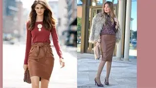 Fancy Brown Leather Skirt Outfit