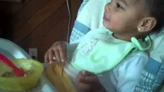 Brooklynn Daniel eating cheerios