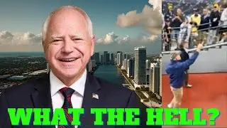 Tim Walz Flip Off Michigan Fans After Hearing TRUMP 2024