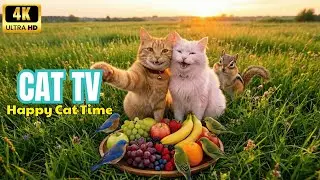 Cat TV 🌿 This Playful Cat, Birds & Squirrel Keep Cats Watching | 4K UHD