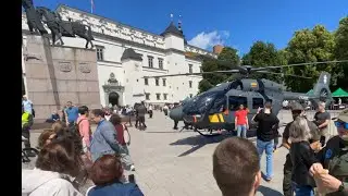 Lithuanian Border Guards parade. Celebrating 105 Years with newest Airbus H145 helicopter