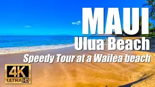 On the Wailea Beach Path walkway down to the surf and sand of Ulua Beach in Wailea, Maui, Hawaii 4K