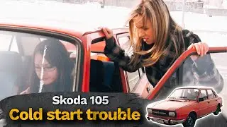 Coldstart CarCranking | Two Girls in trouble | #PedalPumping Skoda 105