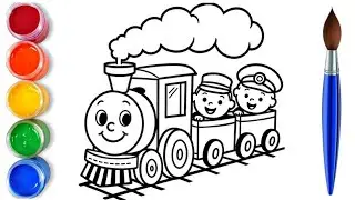 How to draw easy cute train 🚂 drawing | painting & colouring for kids | draw step by step-child- art