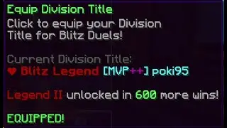 Hitting Blitz Legend in Hypixel Duels! (2k blitz duels wins)