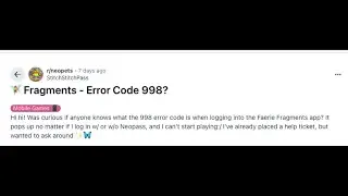 How To Fix Neopets: Faerie Fragments Error Code 998?