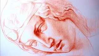 Drawing Michelangelo's Madonna with red chalk - Time Lapse - Speed Drawing