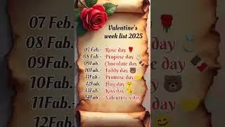 Valentine's week list 2025 , Happy valentine's day ❤️ #love #mylove
