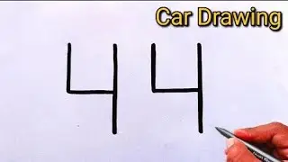 How to Draw Car Picture From Number 44| Very Easy Drawing