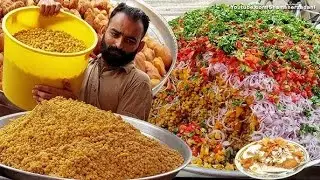 Amazing Decorated Chana Chat Mountain | Pakistan Street Food | Street Aloo Cholay Chaat @ErumThebo