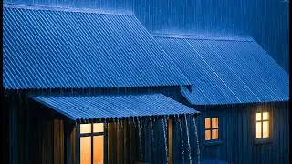 Goodbye Insomnia with Heavy Rain & Thunderstorm on Tin Roof at Night, Deep Sleep Fast