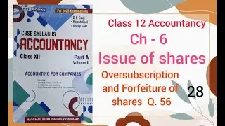 Issue of shares | class 12 | Accountancy |oversubscription & forfeiture of shares| Part 28 |ques 56
