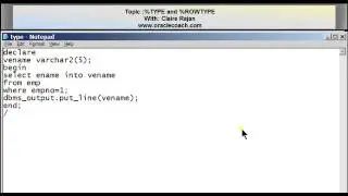 Oracle pl sql tutorial - %TYPE and %ROWTYPE attributes #26