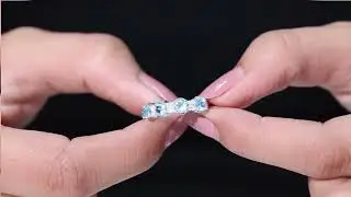 1.50 CT Swiss Blue Topaz and Moissanite Half Eternity Ring
