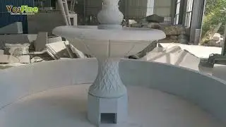 Exquisite Hand Carved Three Tiered White Marble Water Fountain Display