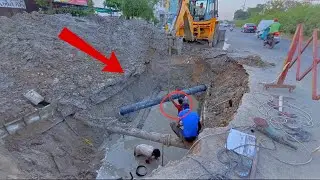 Laboure take risk of their life to repair water pipe line 😱😱😱