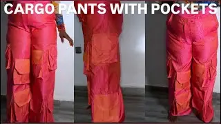 How to Cut and Sew a High Waisted  CARGO PANTS 👖 with CARGO POCKETS.  #sewingtutorial