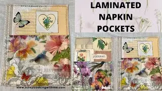 #esmaychallenge 2 ~ LAMINATED NAPKIN POCKET PAGES ~ FROM OLD BOOK PAGES