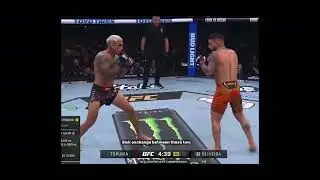 Ilia Topuria And Charles Oliveira Exchange Shots. Slow Motion