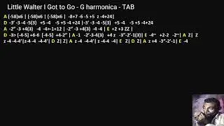 practice: Little Walter I Got to Go - G harmonica - TAB