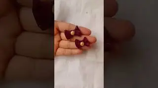 How to make cute bow earrings|| fabric bow earrings making at home|| #bowearringsmaking #diy