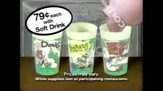 Pizza Hut Nickelodeon Doug, Rugrats and Ren & Stimpy Cups Commercial (1991)