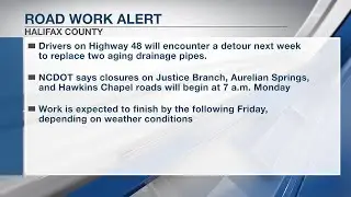 Detour expected in Halifax County as Highway 48 replaces drainage pipes