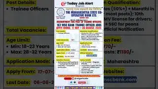 MSC Bank Trainee Officer Recruitment 2025 | 167 Posts | Apply by Aug 6 #shorts #bankjobs #govtjobs