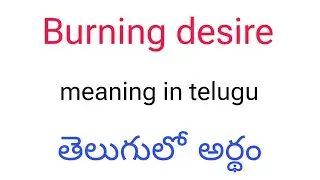 Burning desire meaning in Telugu | Burning desire తెలుగులో అర్థం | Burning desire telugu meaning |