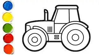 Draw A Tractor, Beautiful Tractor Drawing Painting And Colouring For kids, Educational Video