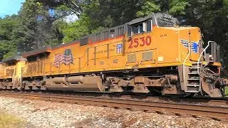 CSX Q409 Freight Train With A Pair Of Union Pacific Engines