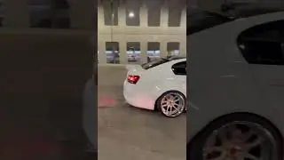 Stanced Cars Leaving Parking Garage Meet