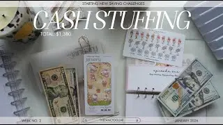 CASH STUFFING 2026 | january week 2 | new saving challenges started ! ♡